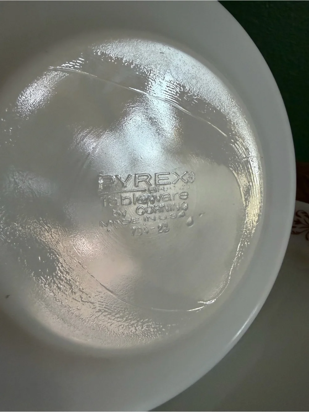 Vintage Pyrex Milk Glass Bread Plates in Copper Filigree, set of 4